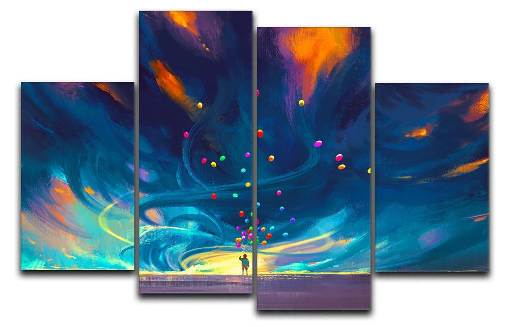 Standing in front of fantasy storm 4 Split Panel Canvas  - Canvas Art Rocks - 1