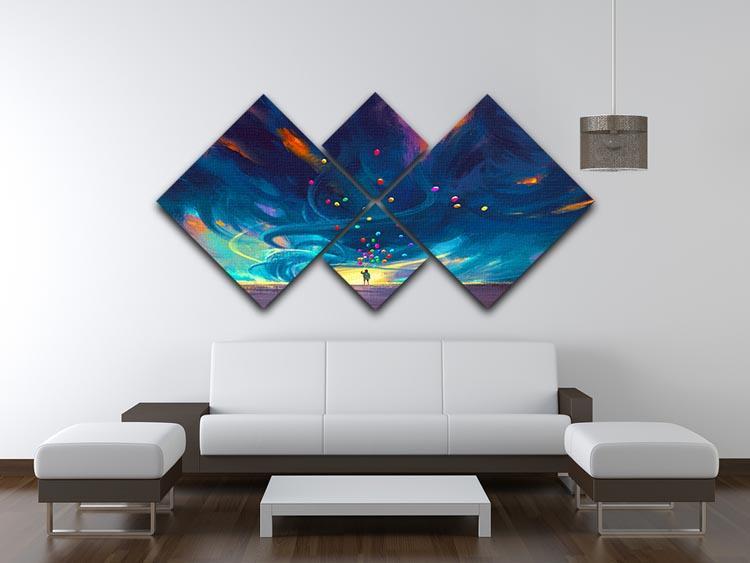 Standing in front of fantasy storm 4 Square Multi Panel Canvas  - Canvas Art Rocks - 3