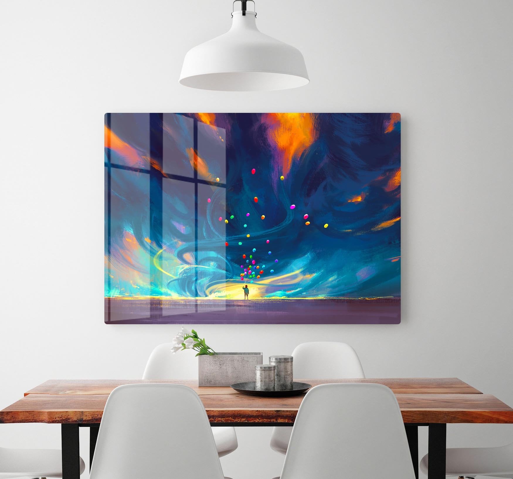 Standing in front of fantasy storm HD Metal Print