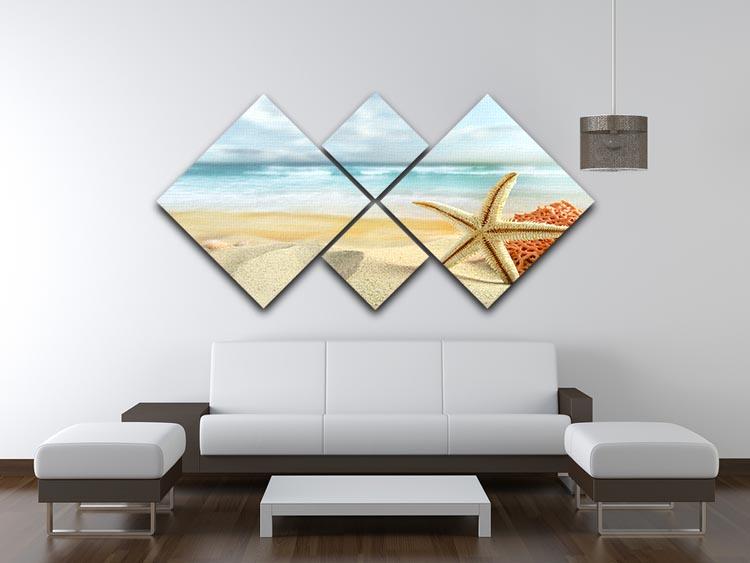 Starfish 4 Square Multi Panel Canvas - Canvas Art Rocks - 3