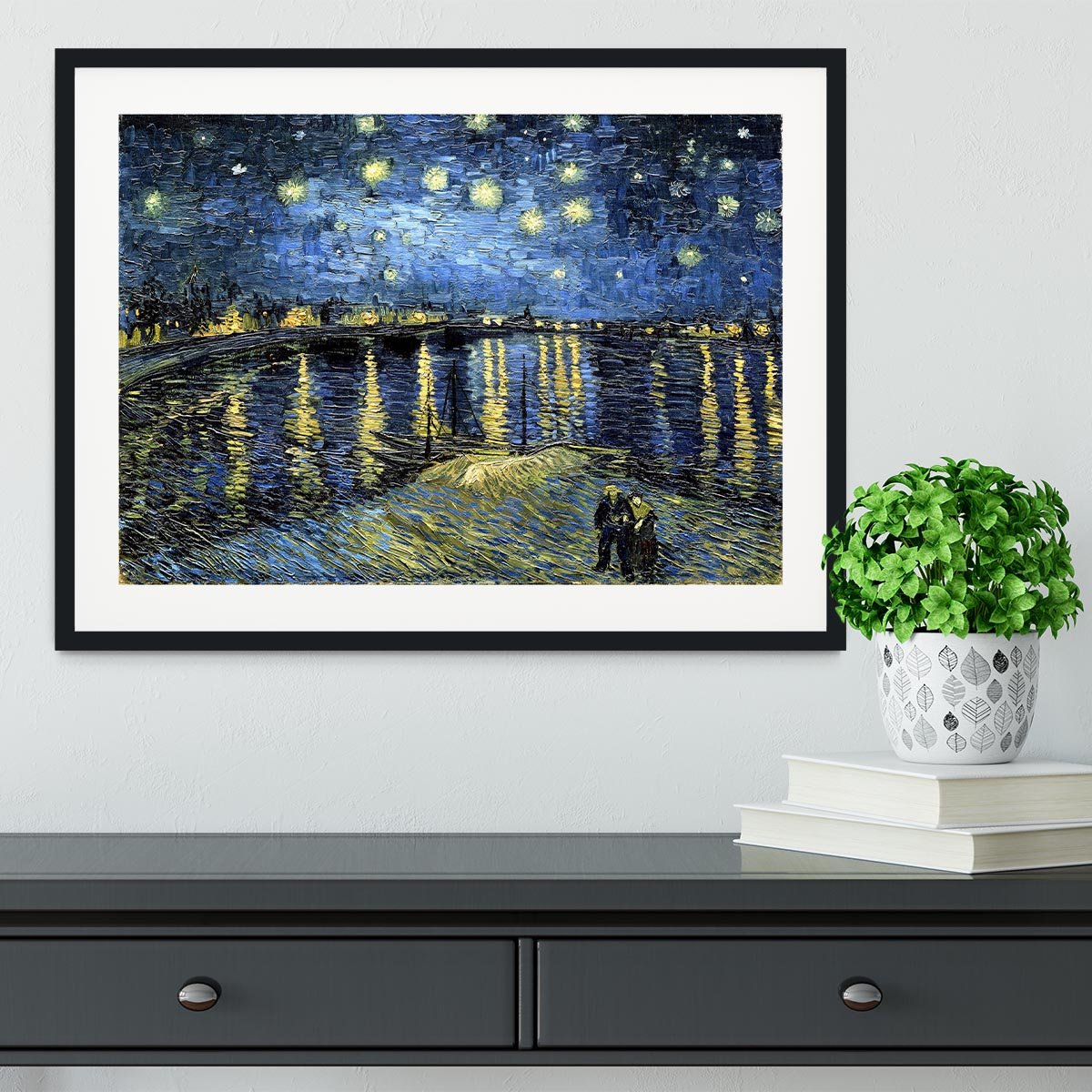 Starry Night over the Rhone Framed Print - Canvas Art Rocks - 1