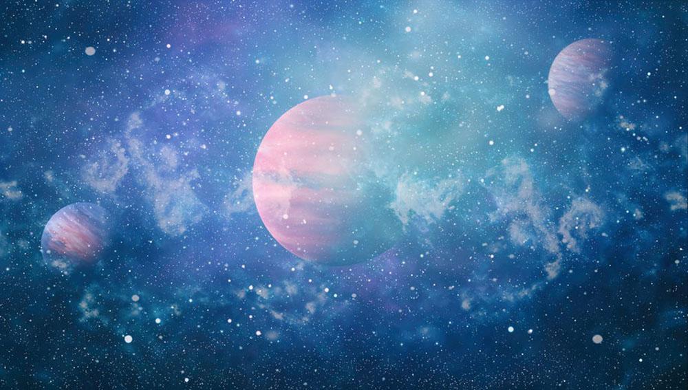 Stary Planet Space Wall Mural Wallpaper - Canvas Art Rocks - 1