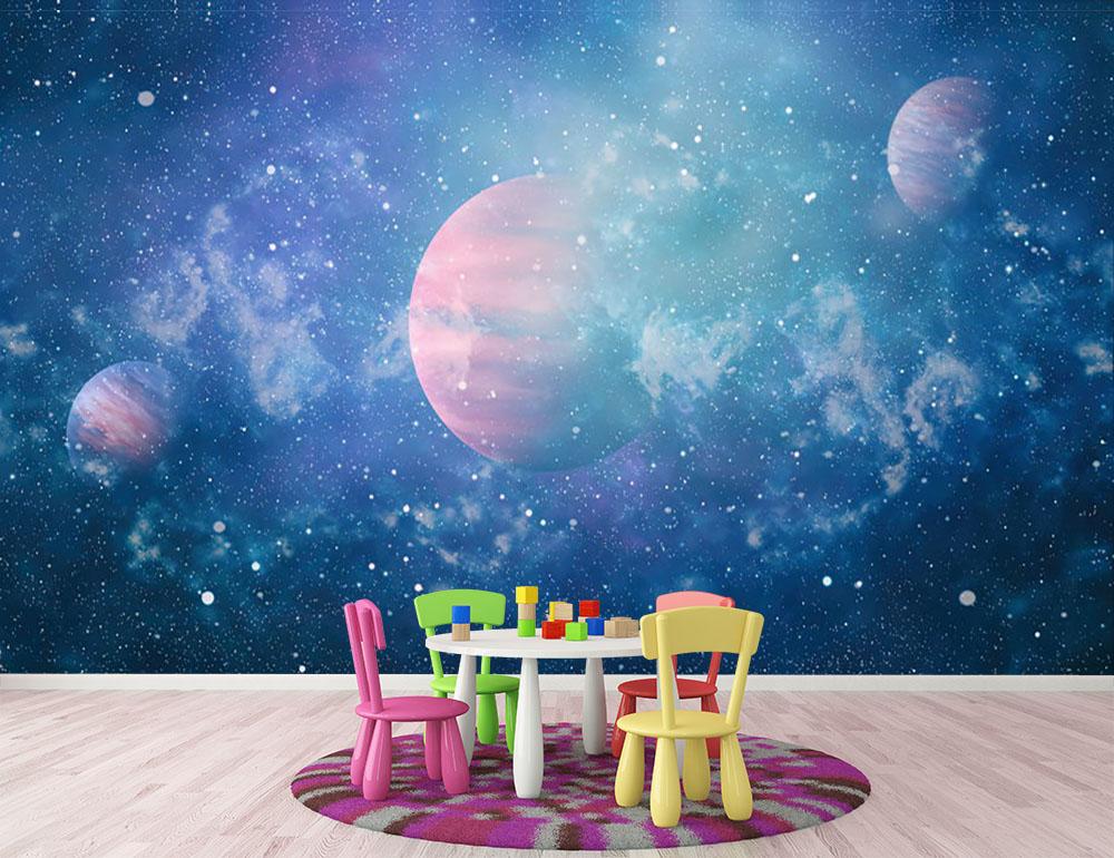 Stary Planet Space Wall Mural Wallpaper - Canvas Art Rocks - 3