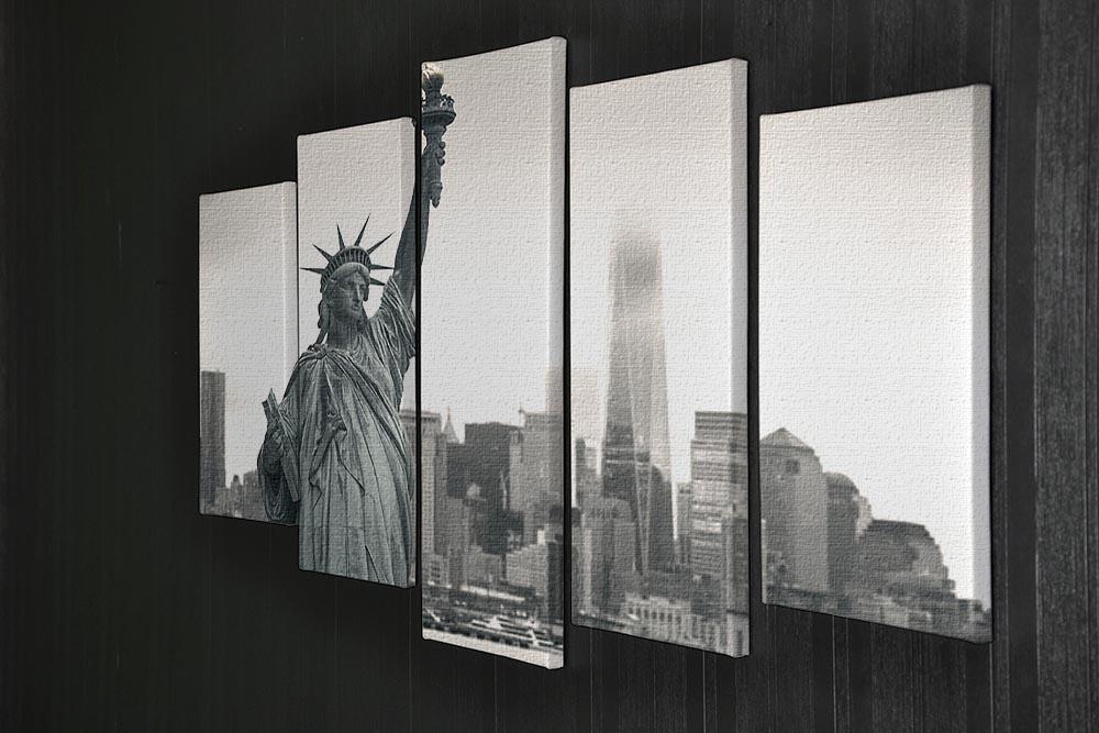 Statue of Liberty with cityscape 5 Split Panel Canvas  - Canvas Art Rocks - 2