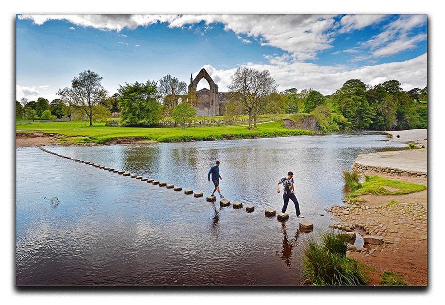 Stepping stones at Bolton Abbey Canvas Print or Poster - Canvas Art Rocks - 1