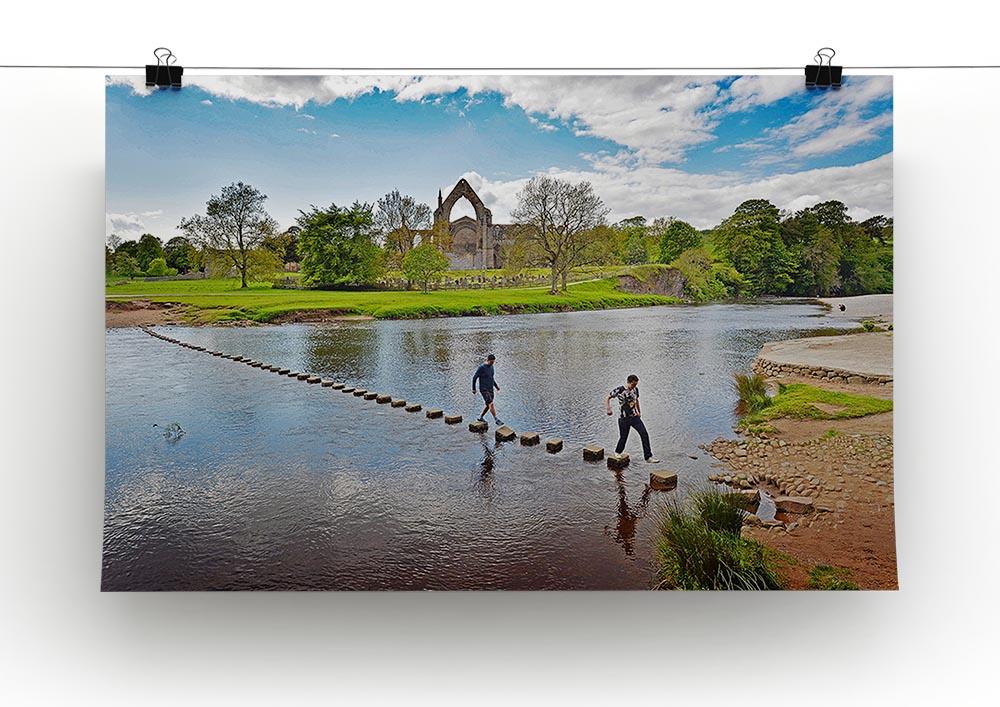 Stepping stones at Bolton Abbey Canvas Print or Poster - Canvas Art Rocks - 2