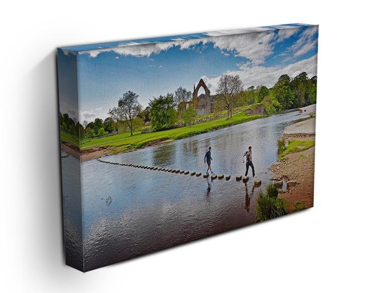 Stepping stones at Bolton Abbey Canvas Print or Poster - Canvas Art Rocks - 3