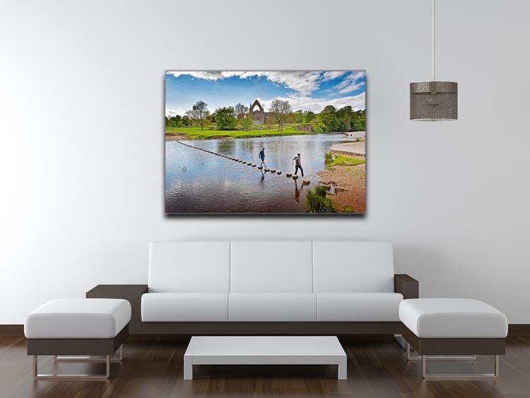Stepping stones at Bolton Abbey Canvas Print or Poster - Canvas Art Rocks - 4