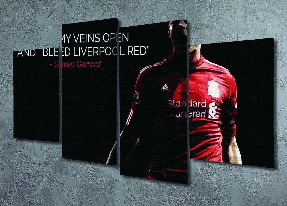 Steven Gerrard Liverpool Red 4 Split Panel Canvas - Canvas Art Rocks - 2
