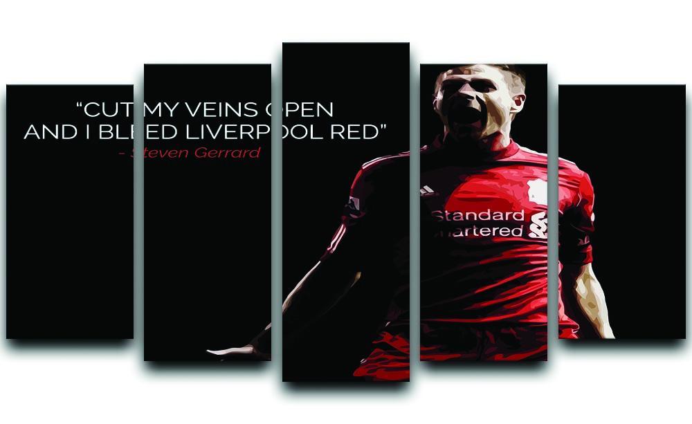 Steven Gerrard Liverpool Red 5 Split Panel Canvas  - Canvas Art Rocks - 1