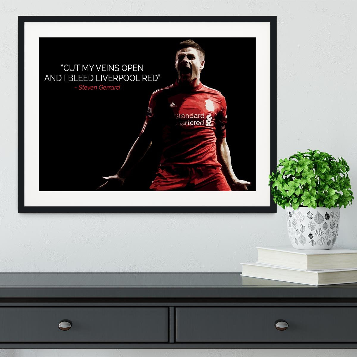 Steven Gerrard Liverpool Red Framed Print - Canvas Art Rocks - 1