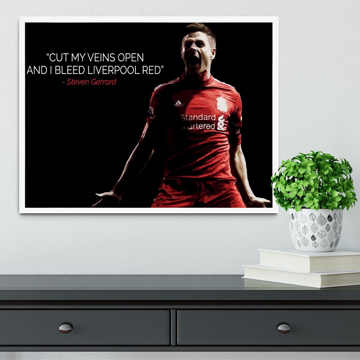 Steven Gerrard Liverpool Red Framed Print - Canvas Art Rocks -6