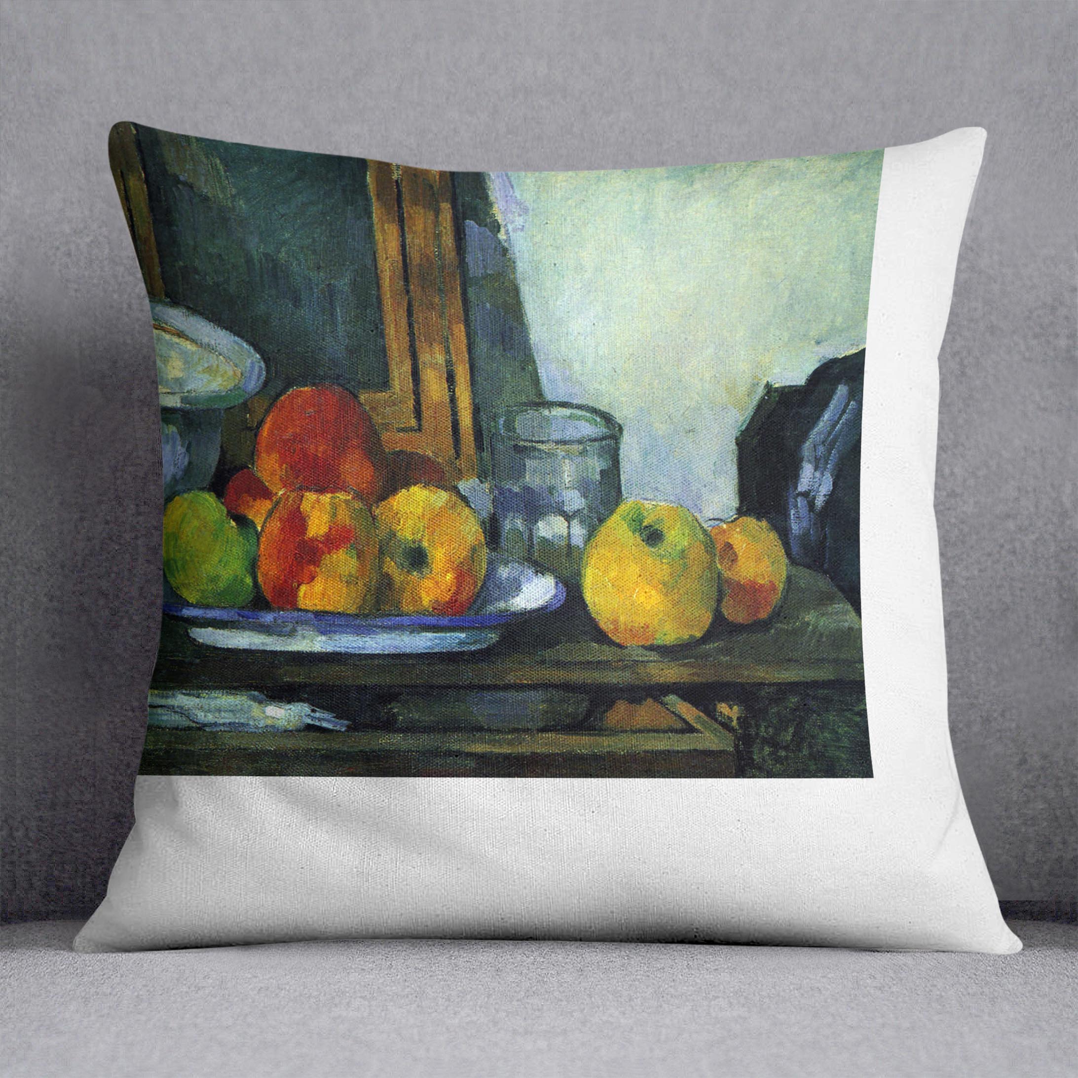 Still-life with an open drawer by Cezanne Cushion - Canvas Art Rocks - 1