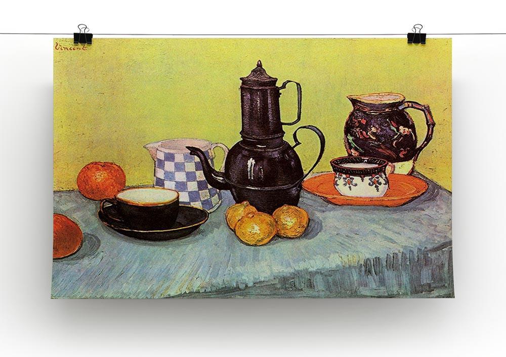 Still Life Blue Enamel Coffeepot Earthenware and Fruit by Van Gogh Canvas Print & Poster - Canvas Art Rocks - 2