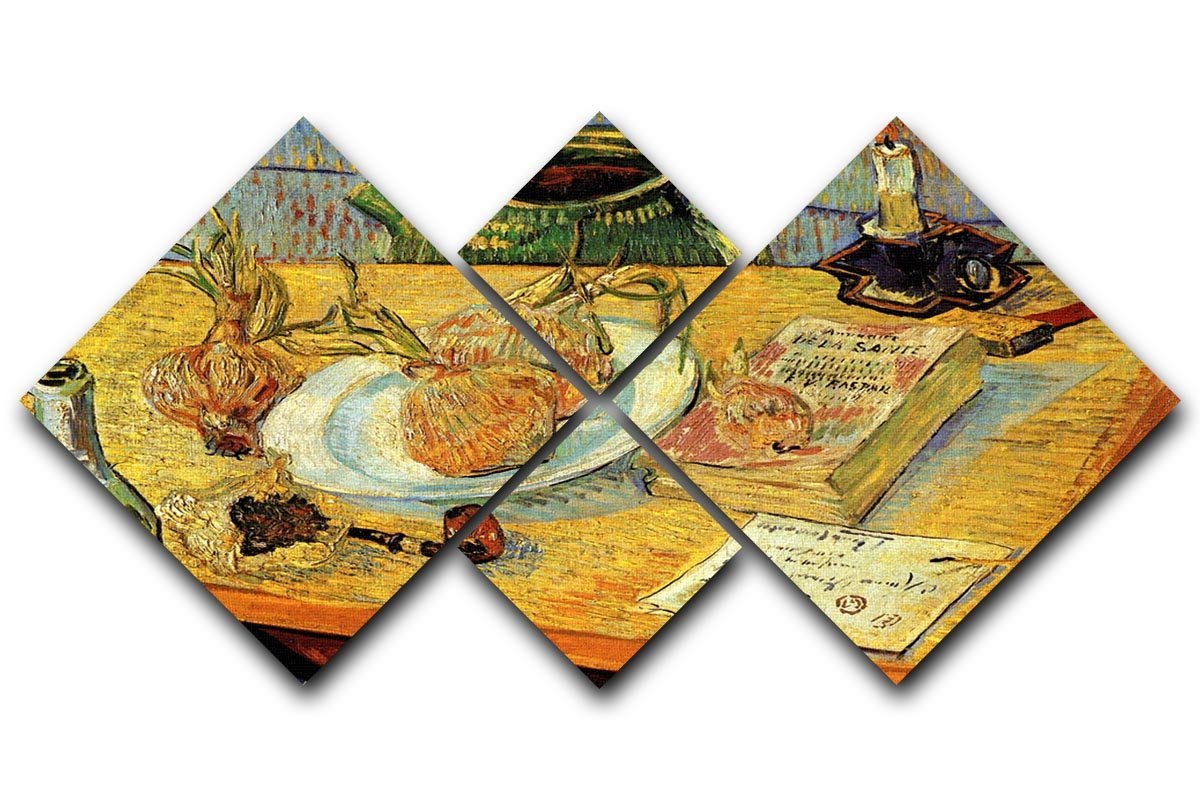 Still Life Drawing Board Pipe Onions and Sealing-Wax by Van Gogh 4 Square Multi Panel Canvas  - Canvas Art Rocks - 1