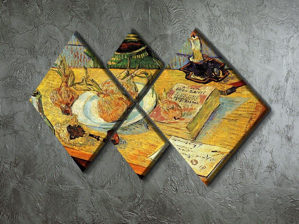 Still Life Drawing Board Pipe Onions and Sealing-Wax by Van Gogh 4 Square Multi Panel Canvas - Canvas Art Rocks - 2