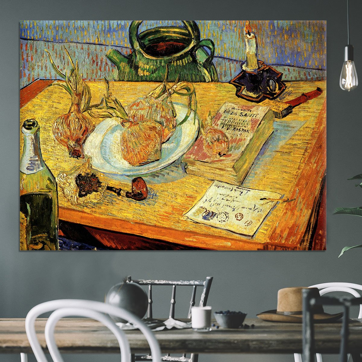 Still Life Drawing Board Pipe Onions and Sealing-Wax by Van Gogh Canvas Print or Poster