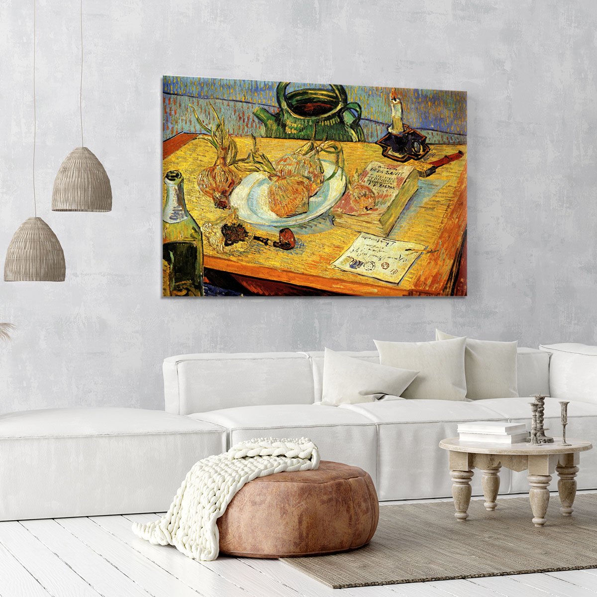 Still Life Drawing Board Pipe Onions and Sealing-Wax by Van Gogh Canvas Print or Poster