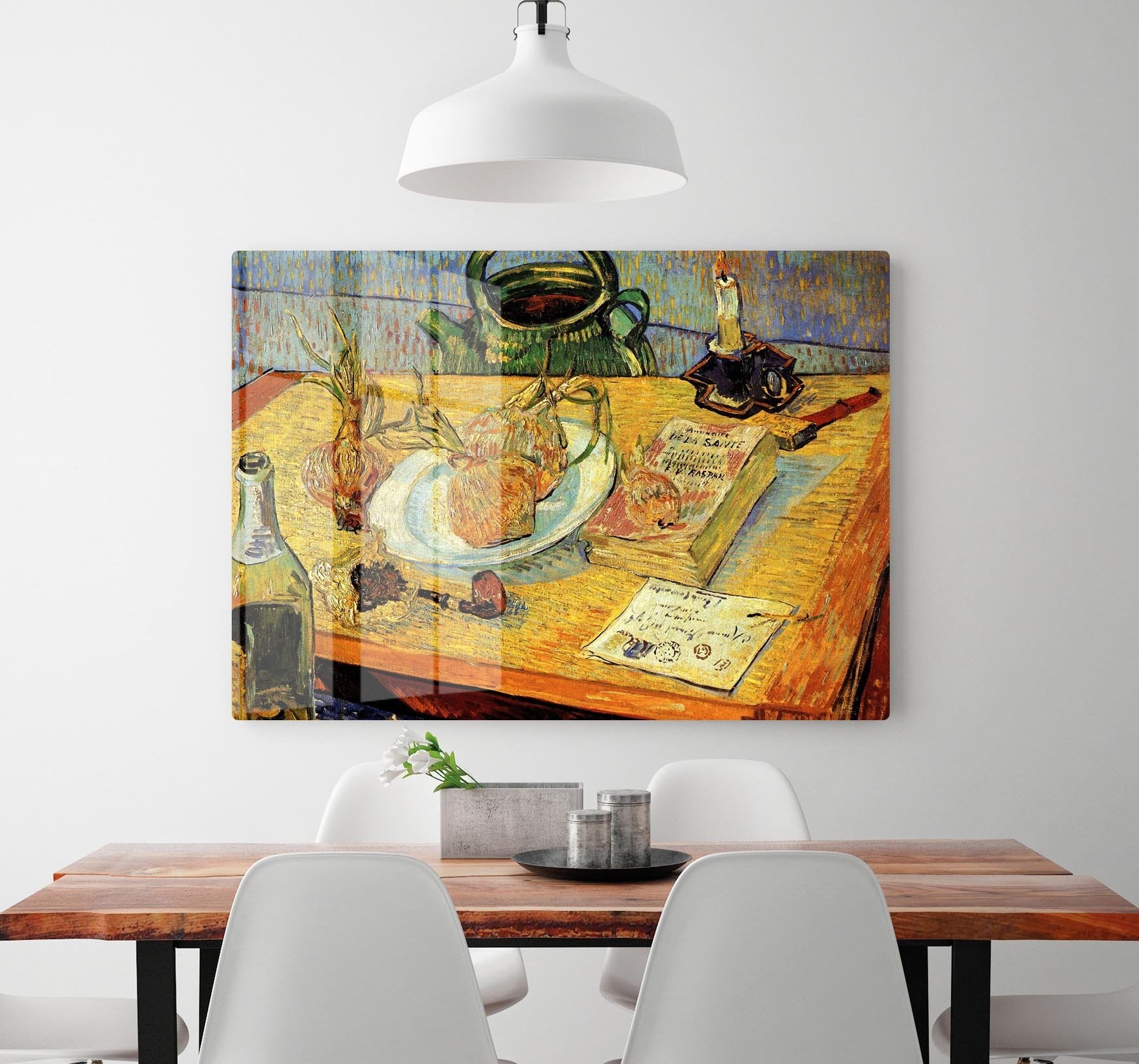 Still Life Drawing Board Pipe Onions and Sealing-Wax by Van Gogh HD Metal Print
