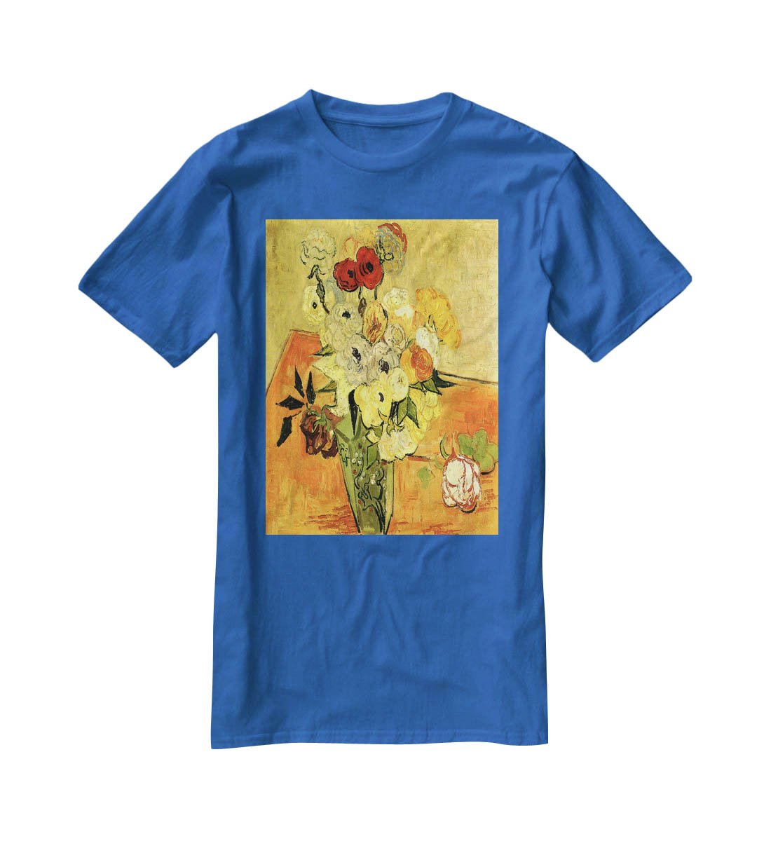 Still Life Japanese Vase with Roses and Anemones by Van Gogh T-Shirt - Canvas Art Rocks - 2