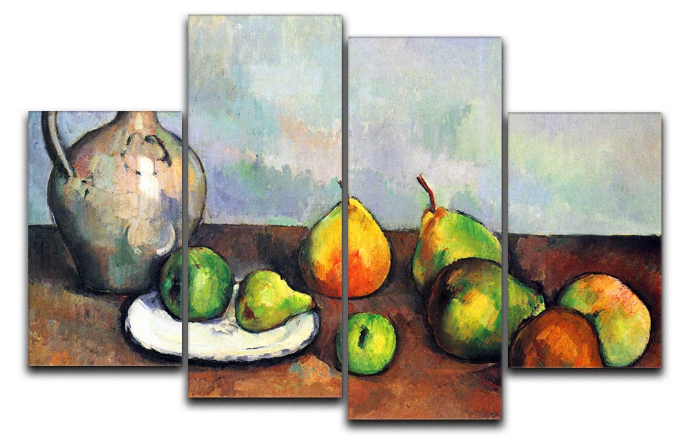 Still Life Jar and Fruit by Cezanne 4 Split Panel Canvas - Canvas Art Rocks - 1
