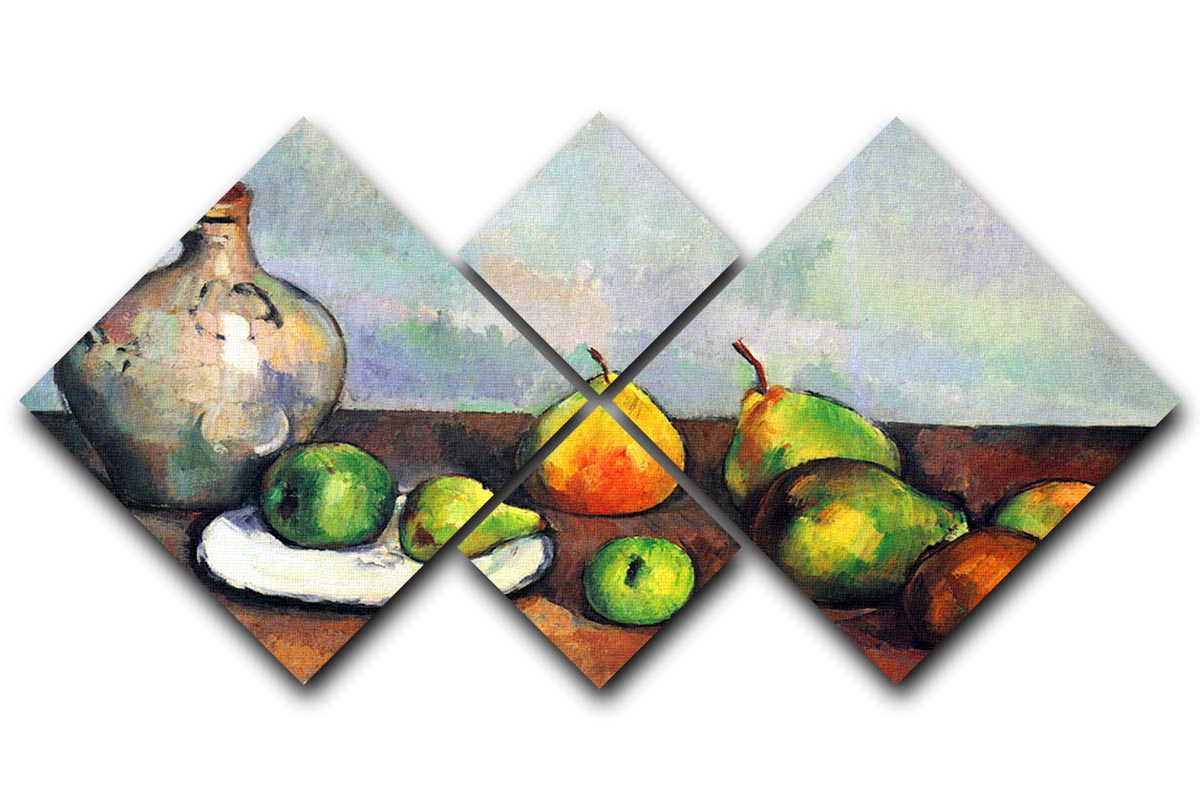 Still Life Jar and Fruit by Cezanne 4 Square Multi Panel Canvas - Canvas Art Rocks - 1