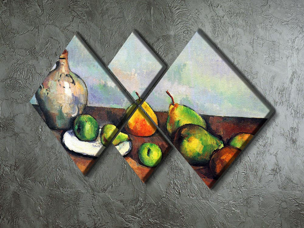 Still Life Jar and Fruit by Cezanne 4 Square Multi Panel Canvas - Canvas Art Rocks - 2