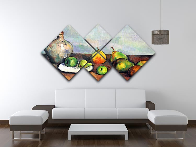 Still Life Jar and Fruit by Cezanne 4 Square Multi Panel Canvas - Canvas Art Rocks - 3