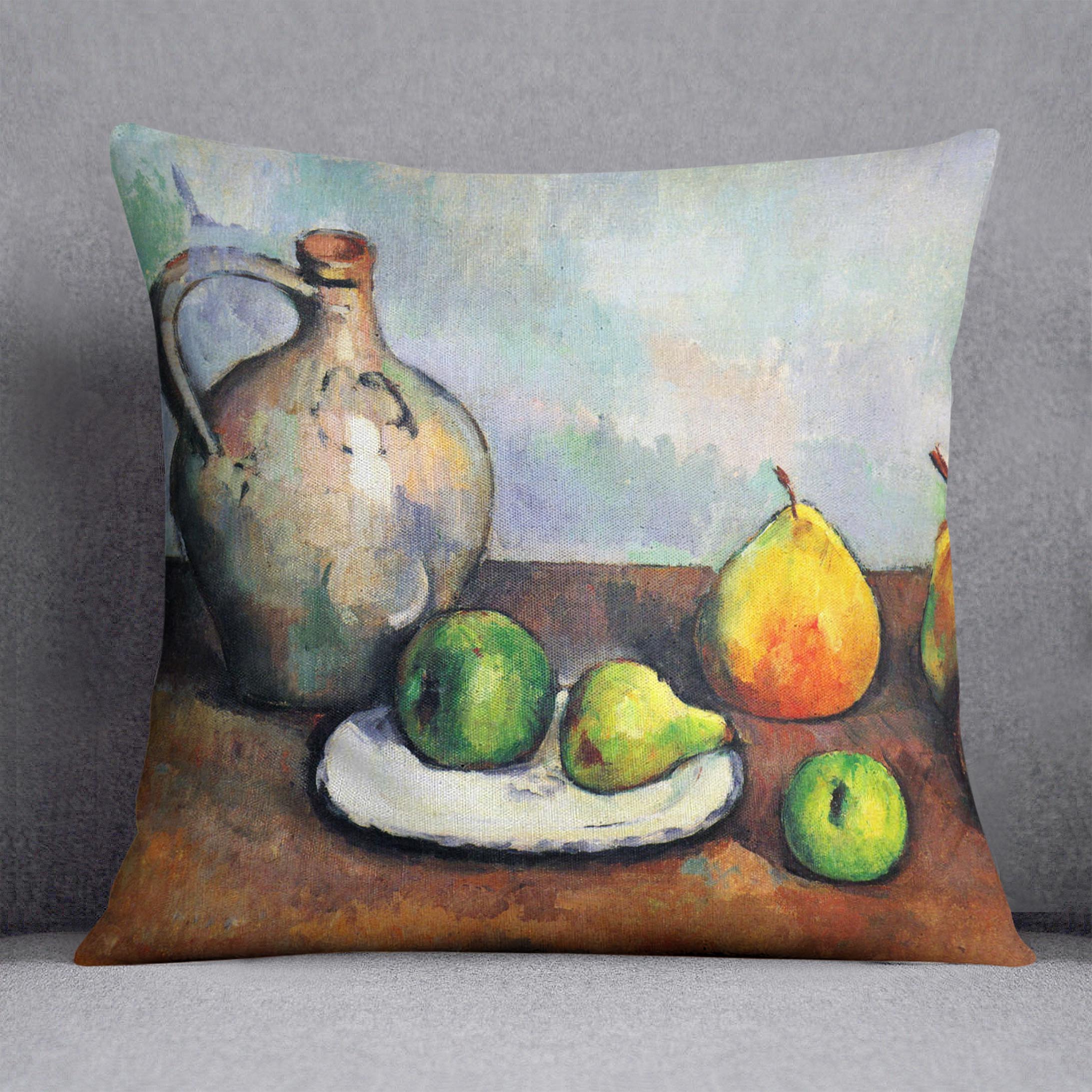 Still Life Jar and Fruit by Cezanne Cushion - Canvas Art Rocks - 1