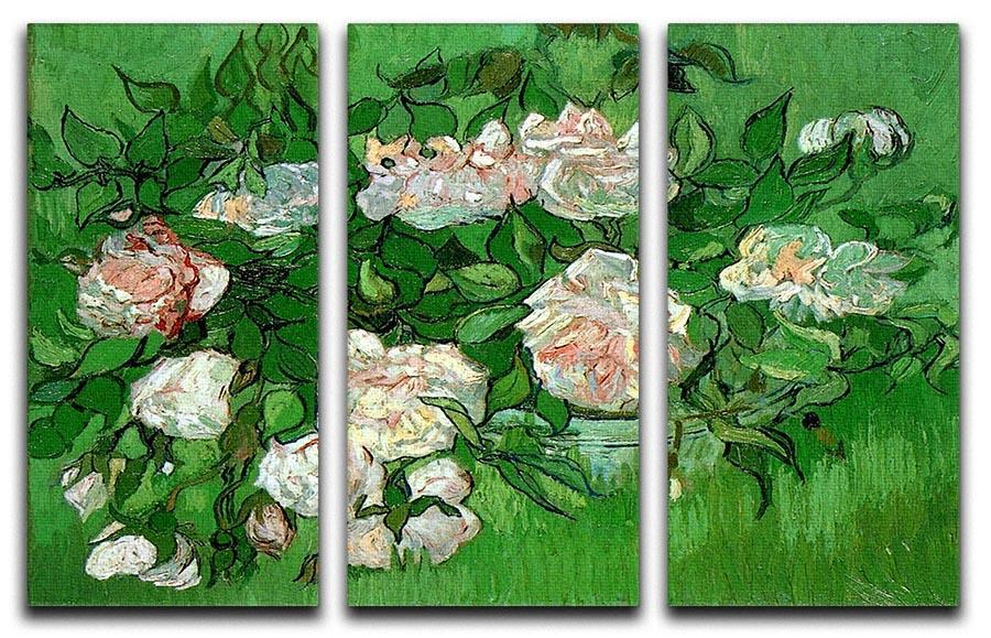 Still Life Pink Roses by Van Gogh 3 Split Panel Canvas Print - Canvas Art Rocks - 4