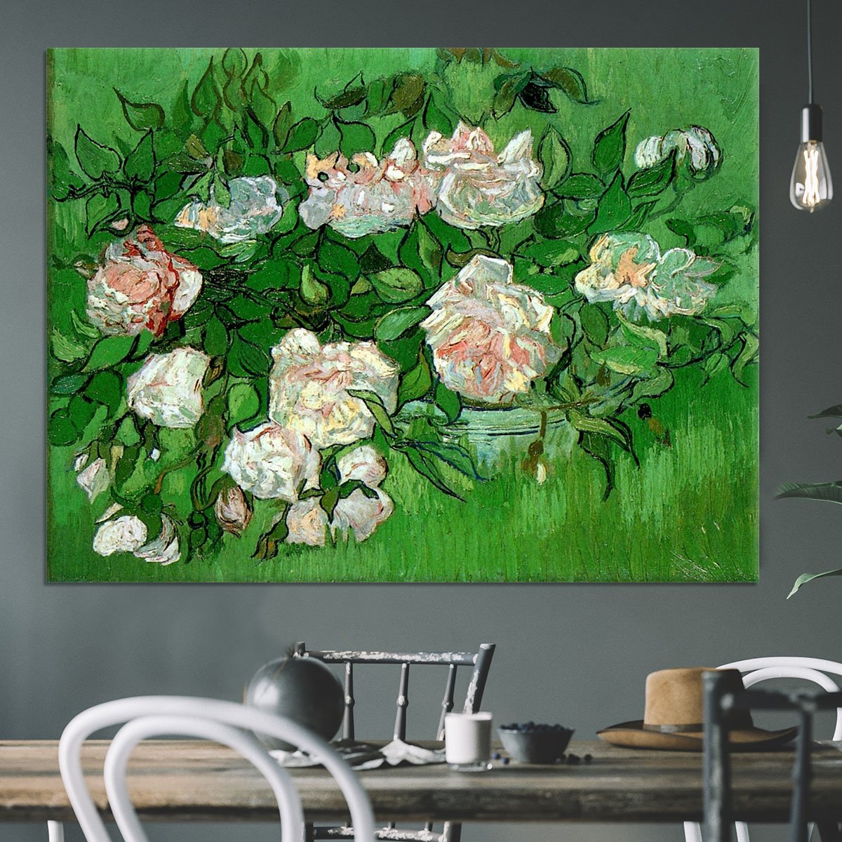 Still Life Pink Roses by Van Gogh Canvas Print or Poster
