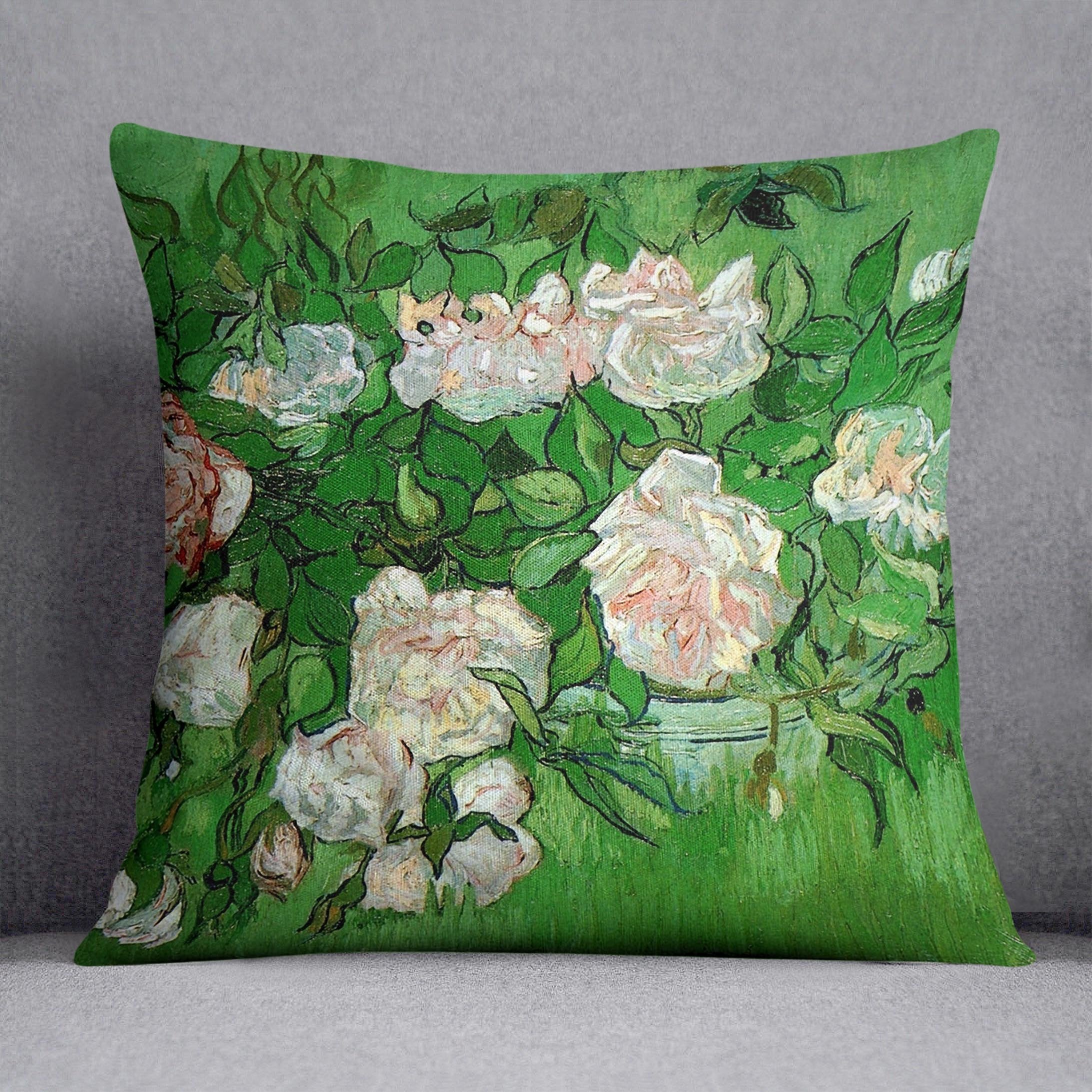 Still Life Pink Roses by Van Gogh Throw Pillow