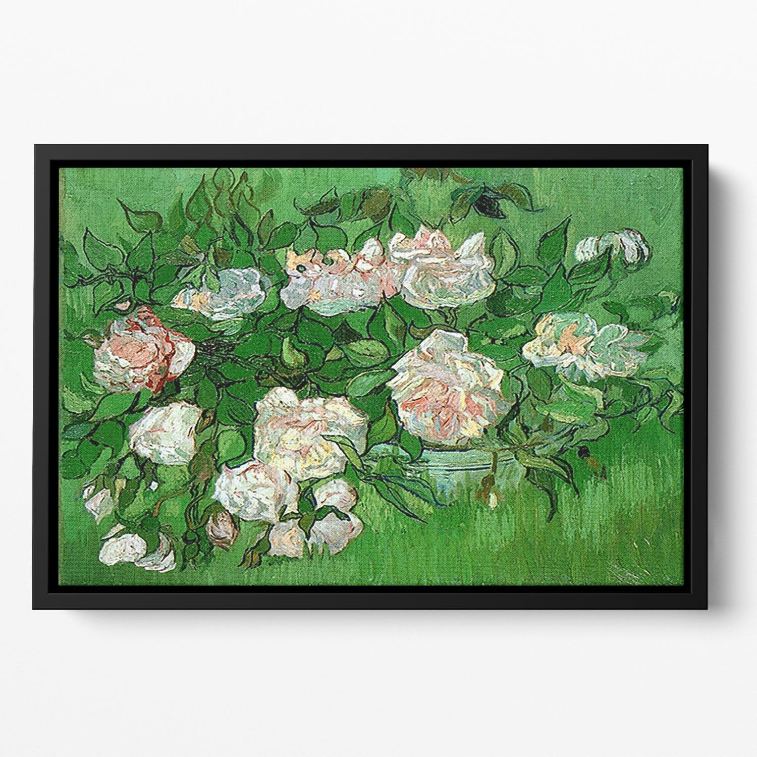 Still Life Pink Roses by Van Gogh Floating Framed Canvas