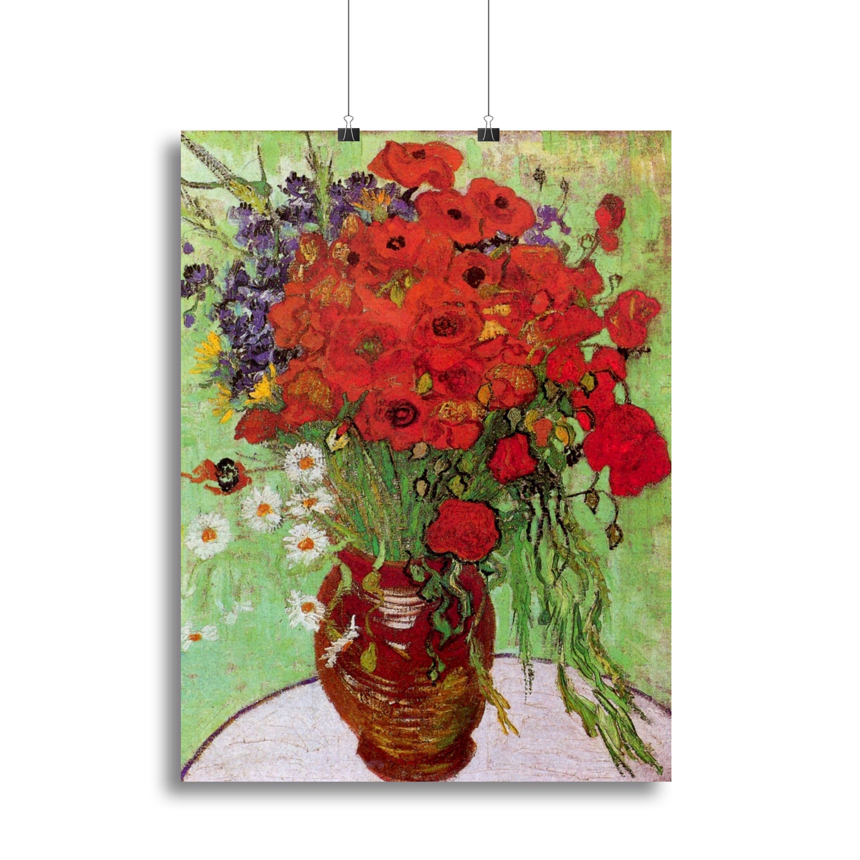 Still Life Red Poppies and Daisies by Van Gogh Canvas Print or Poster