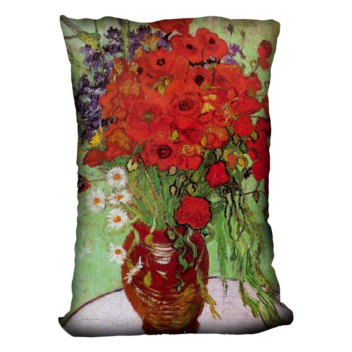 Still Life Red Poppies and Daisies by Van Gogh Throw Pillow