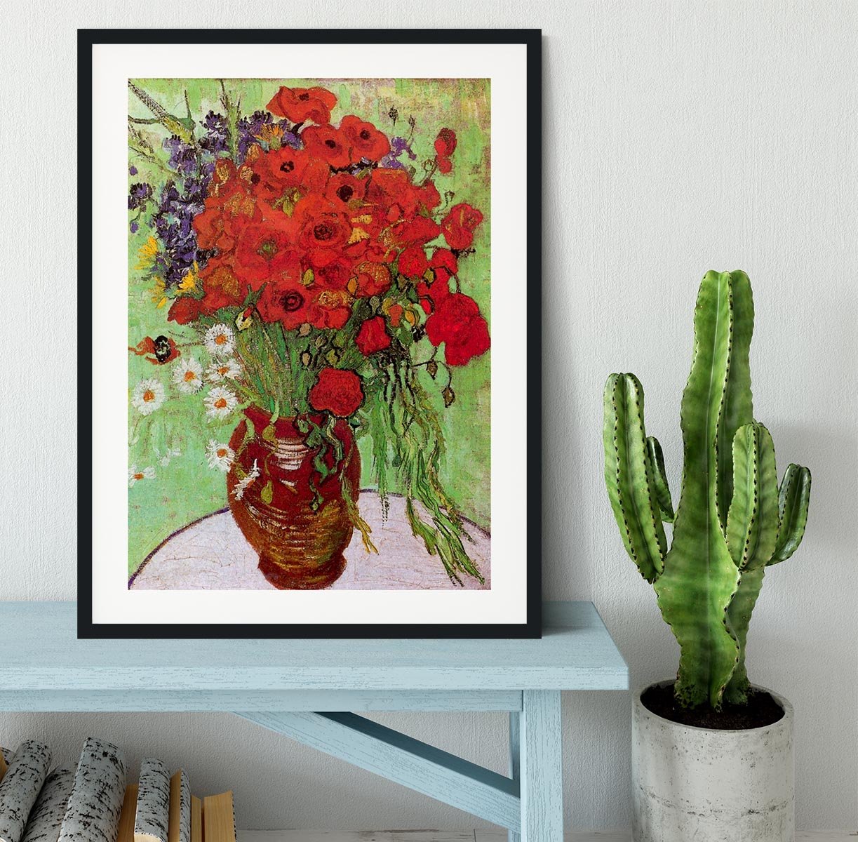 Still Life Red Poppies and Daisies by Van Gogh Framed Print - Canvas Art Rocks - 1