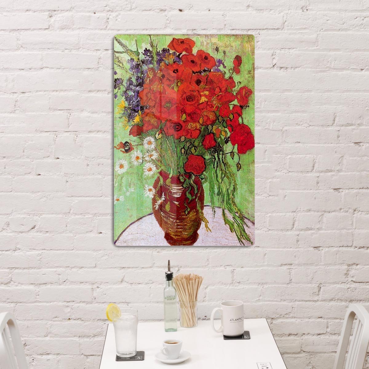 Still Life Red Poppies and Daisies by Van Gogh HD Metal Print