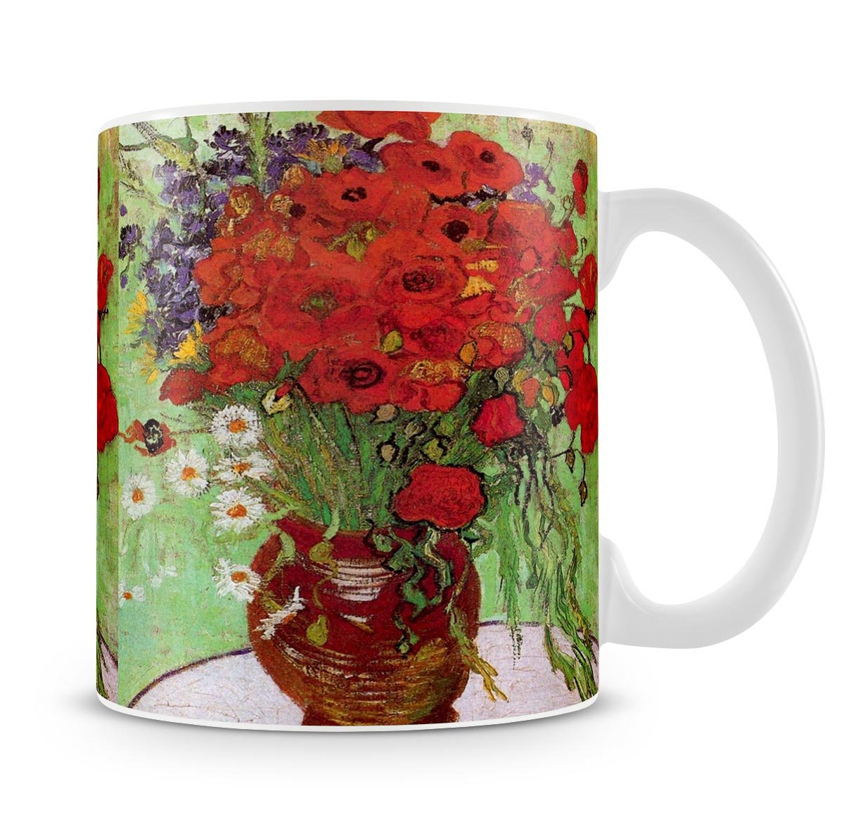 Still Life Red Poppies and Daisies by Van Gogh Mug - Canvas Art Rocks - 4