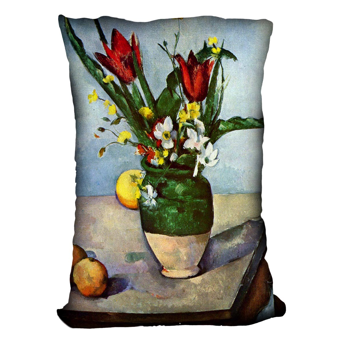 Still Life Tulips and Apples by Cezanne Cushion - Canvas Art Rocks - 4