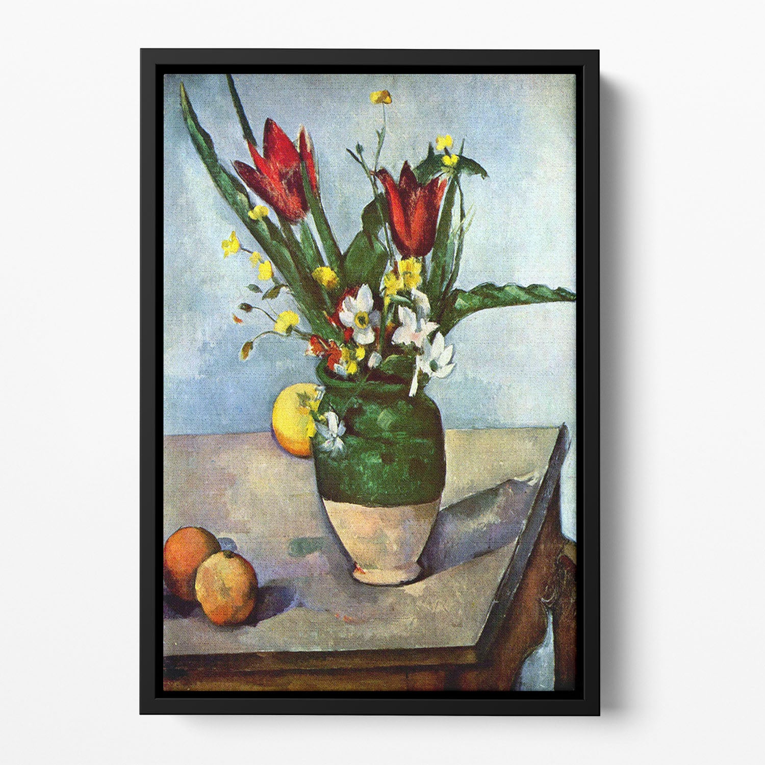 Still Life Tulips and Apples by Cezanne Floating Framed Canvas - Canvas Art Rocks - 2