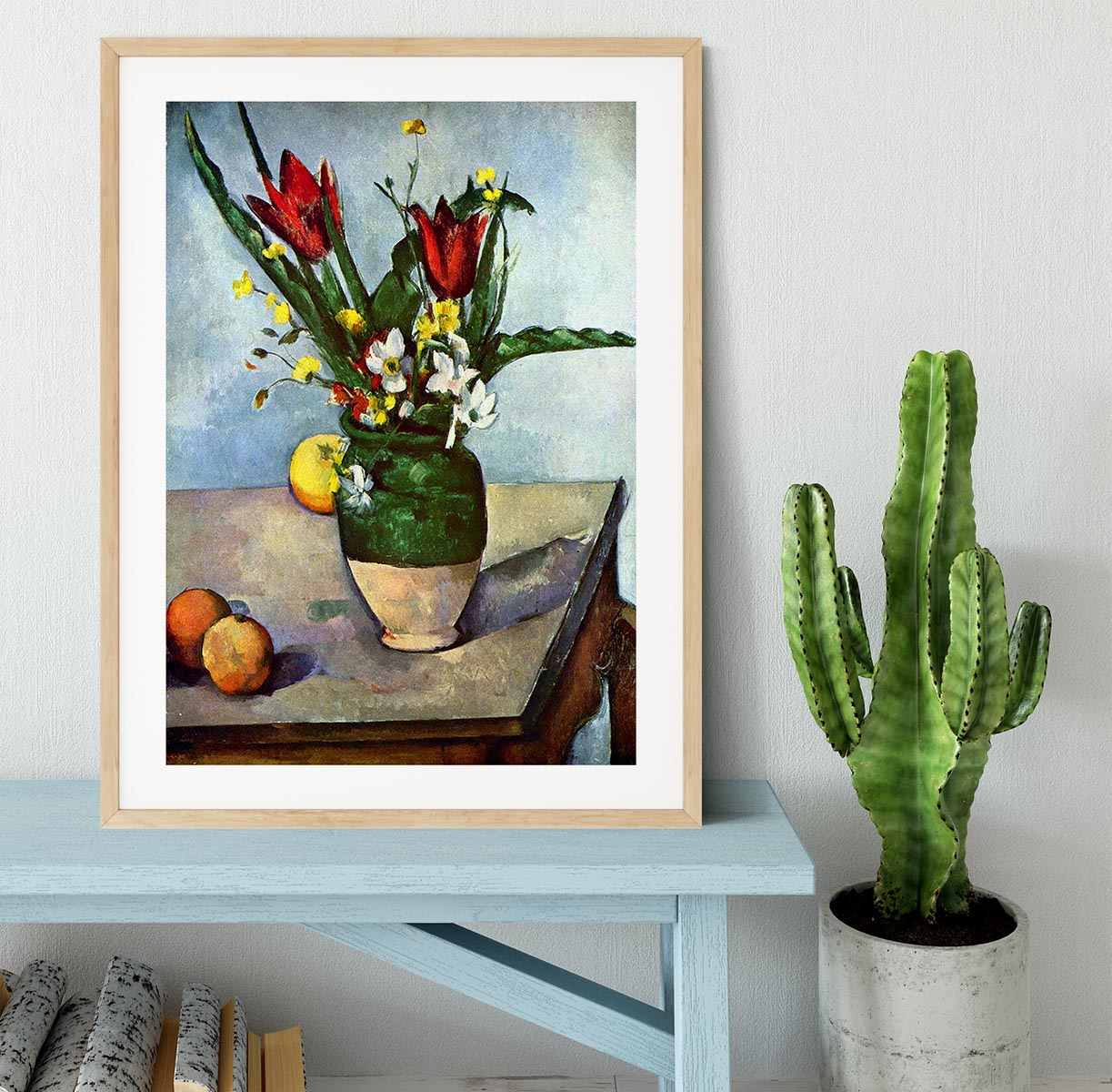 Still Life Tulips and Apples by Cezanne Framed Print - Canvas Art Rocks - 3