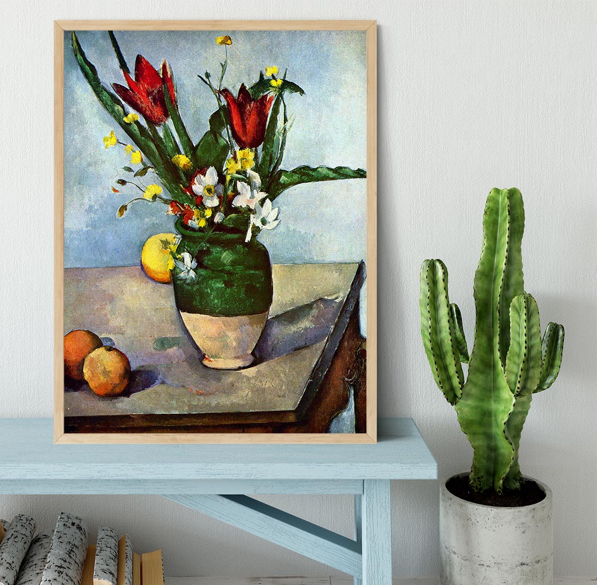 Still Life Tulips and Apples by Cezanne Framed Print - Canvas Art Rocks - 4