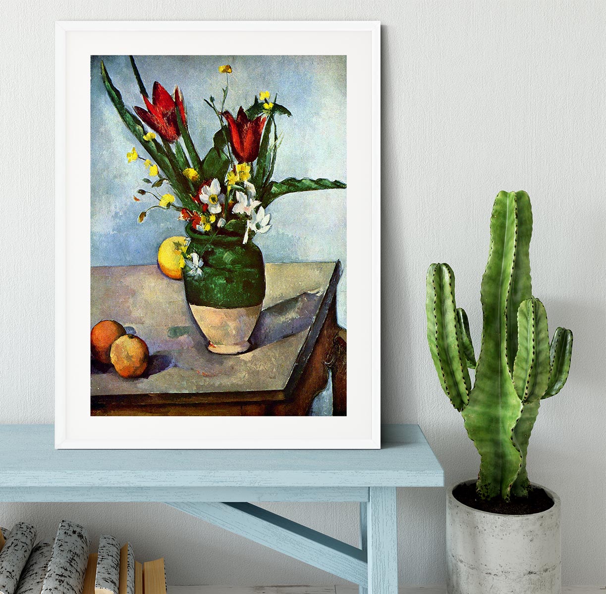 Still Life Tulips and Apples by Cezanne Framed Print - Canvas Art Rocks - 5