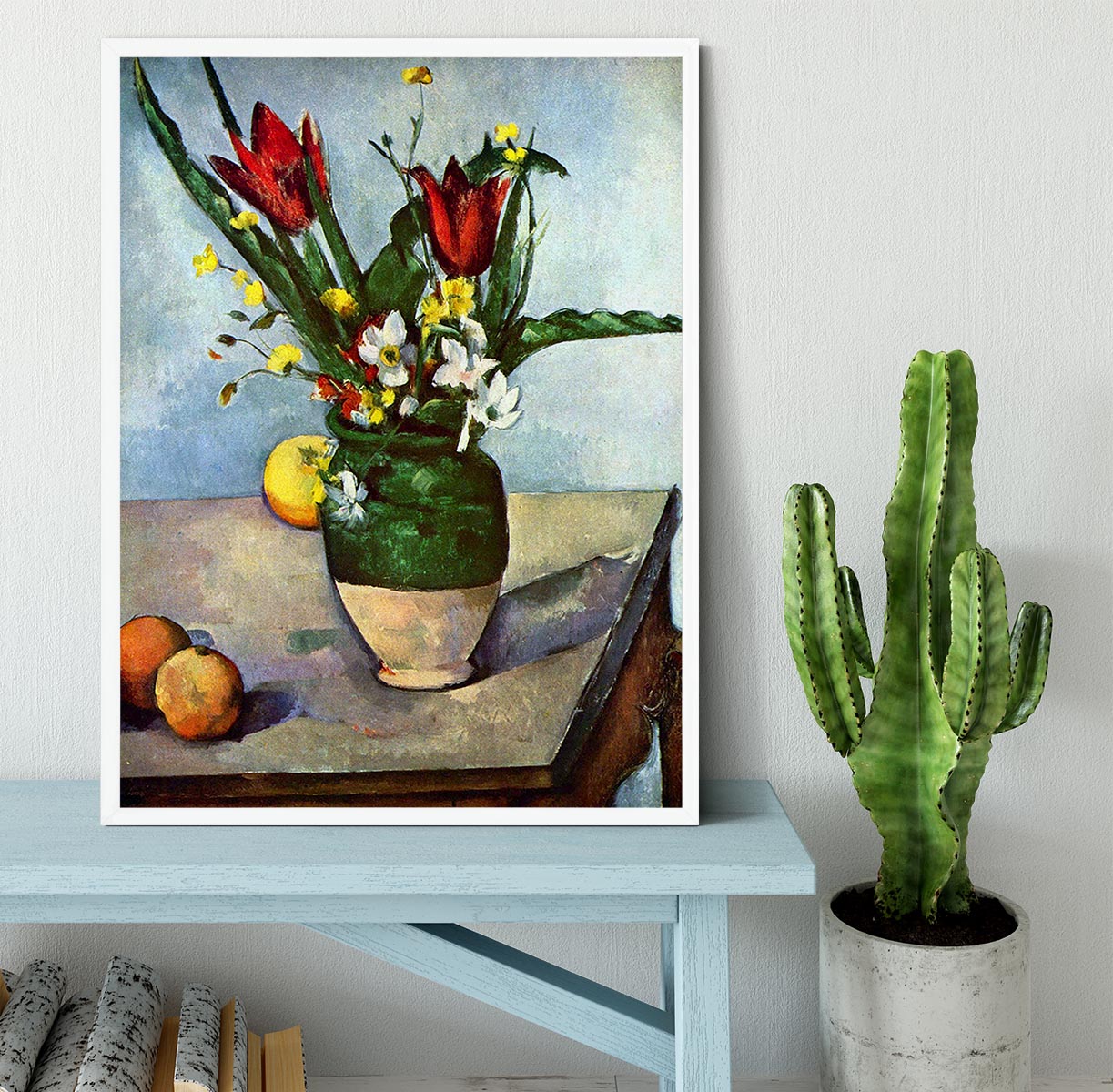 Still Life Tulips and Apples by Cezanne Framed Print - Canvas Art Rocks -6