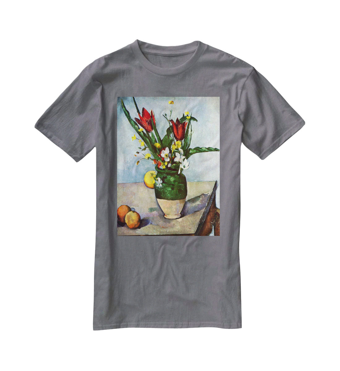 Still Life Tulips and Apples by Cezanne T-Shirt - Canvas Art Rocks - 3