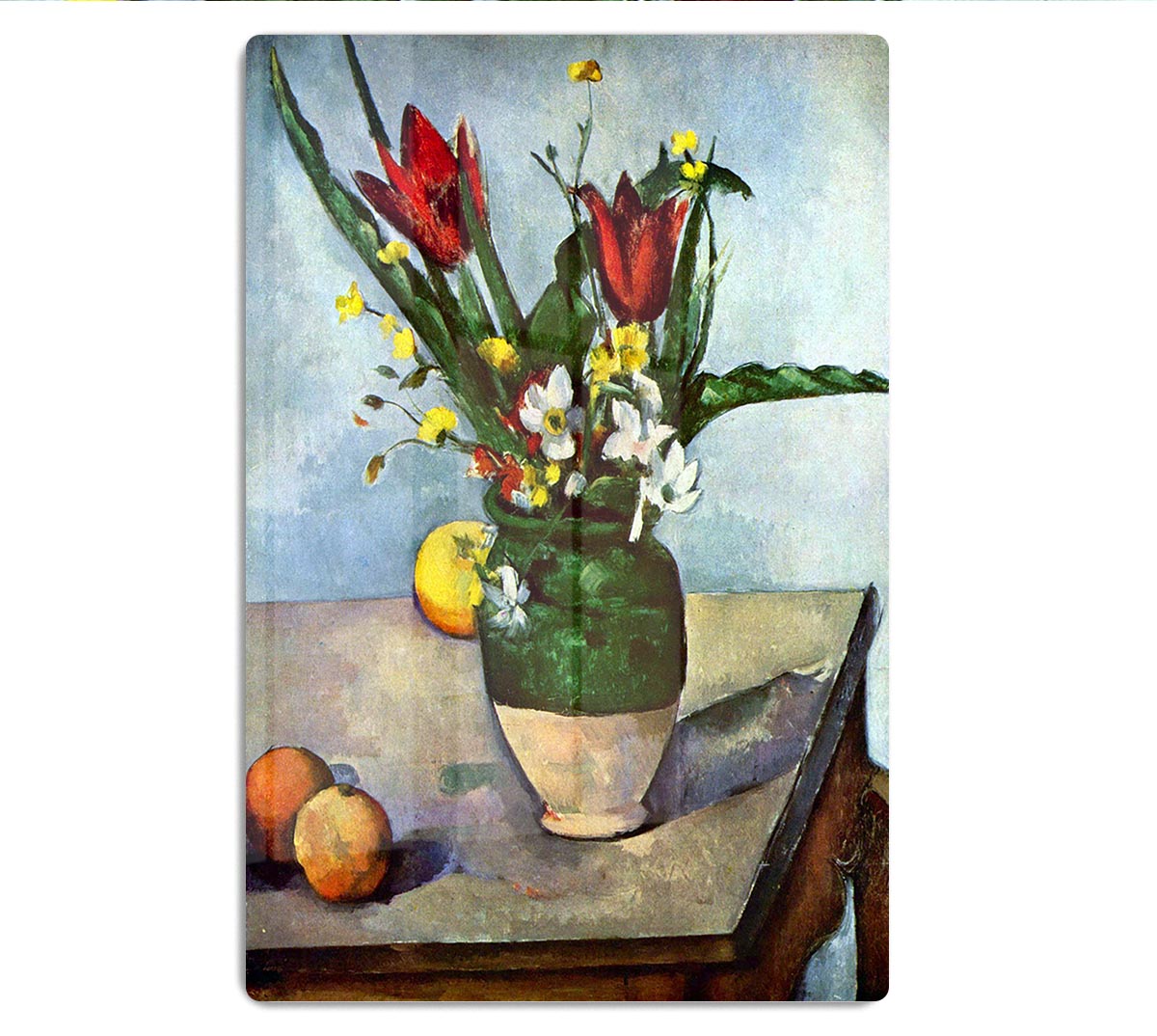 Still Life Tulips and Apples by Cezanne Acrylic Block - Canvas Art Rocks - 1