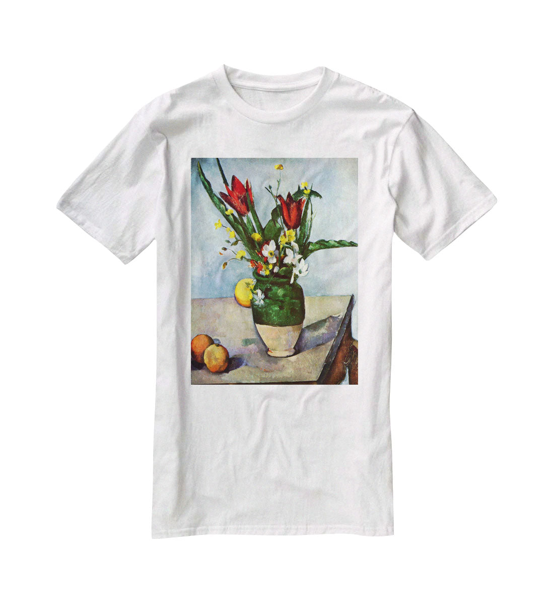 Still Life Tulips and Apples by Cezanne T-Shirt - Canvas Art Rocks - 5