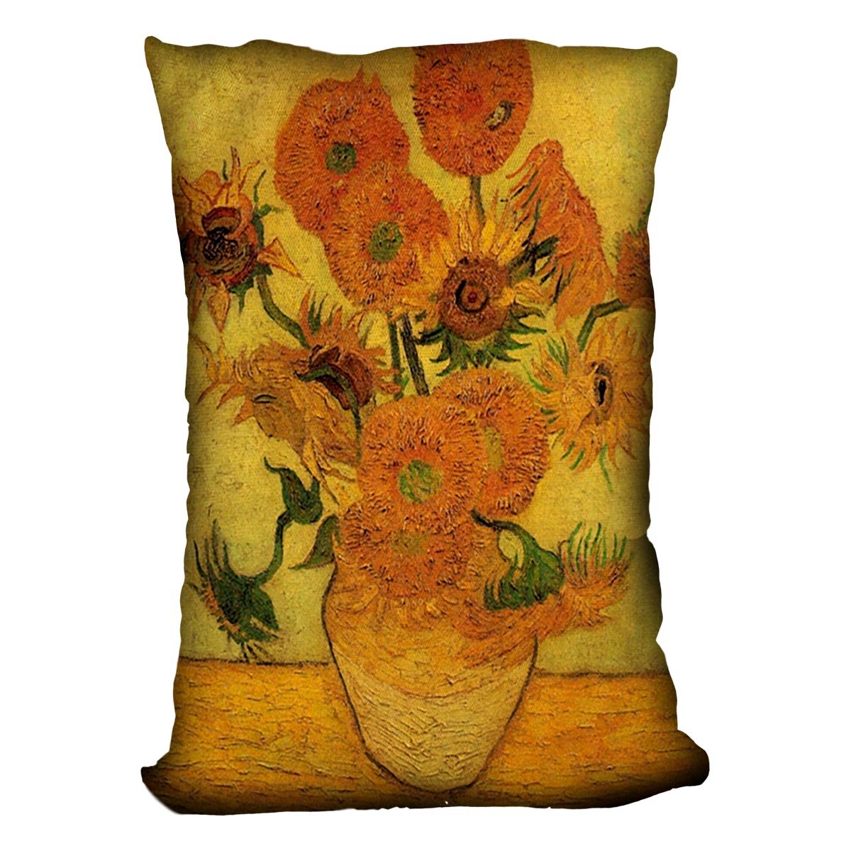 Still Life Vase with Fifteen Sunflowers 2 by Van Gogh Throw Pillow