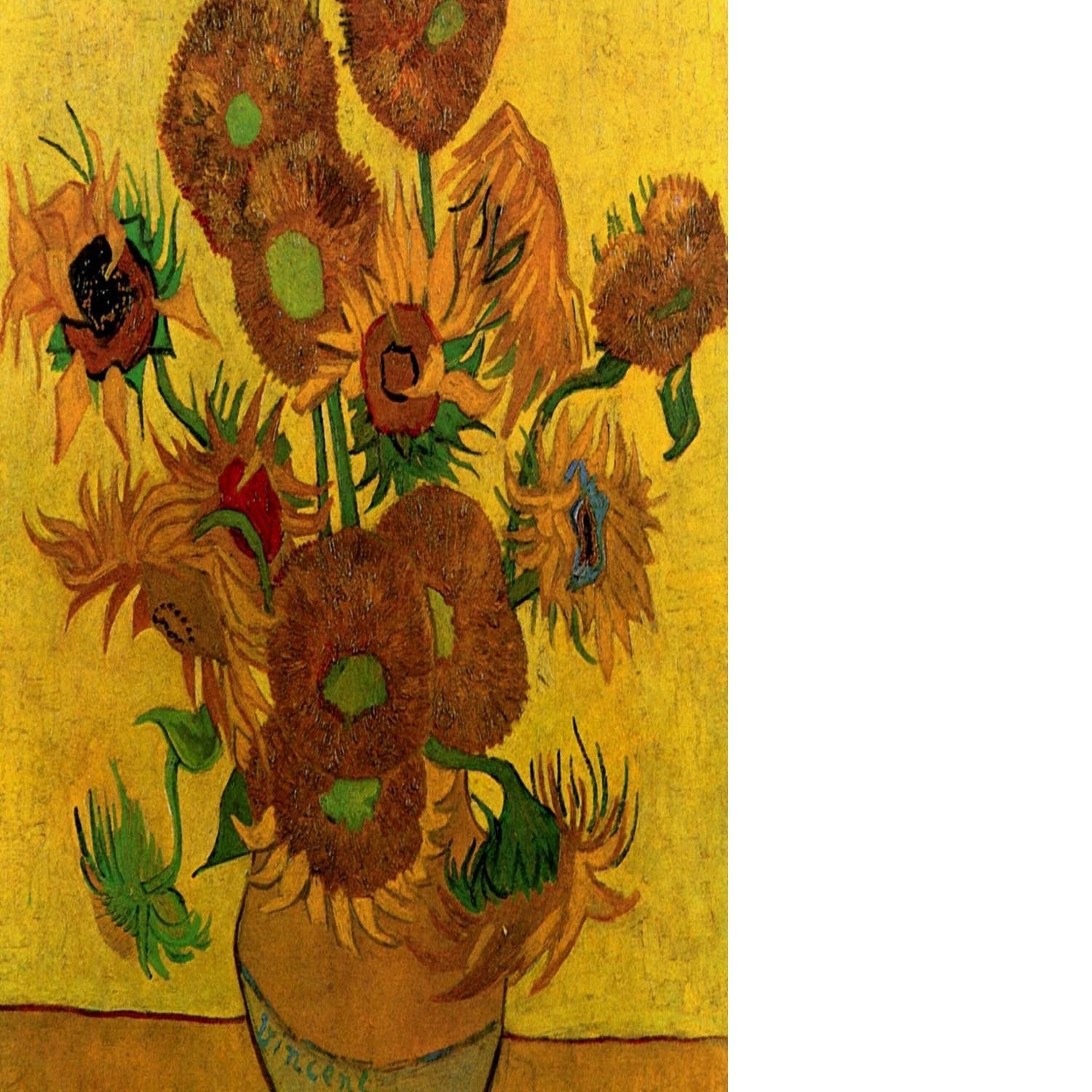 Still Life Vase with Fifteen Sunflowers by Van Gogh Floating Framed Canvas