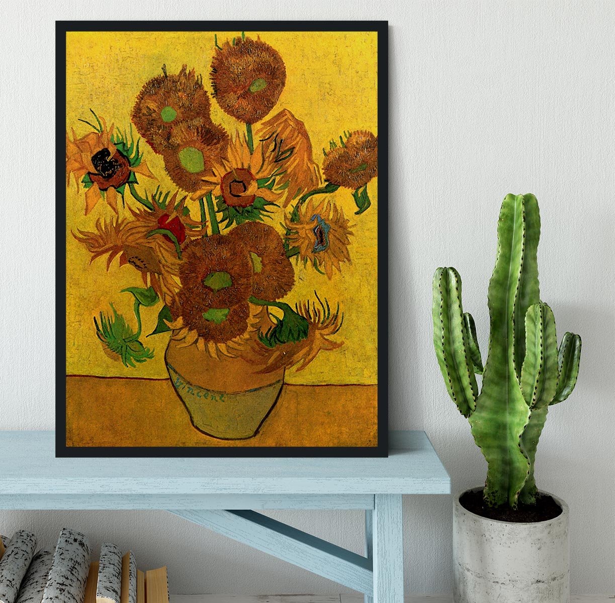 Still Life Vase with Fifteen Sunflowers by Van Gogh Framed Print - Canvas Art Rocks - 2